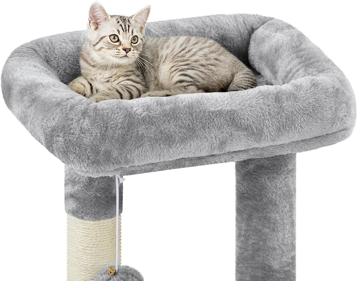 Cat Tree 34In Cat Tower Plush Cover with Condo, Platform & Basket for Indoor Kittens, Cat Furniture Activity Tree