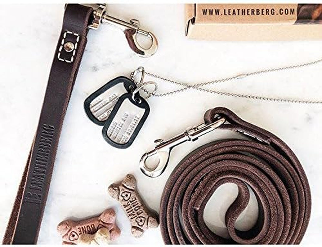 Leather Dog Training Leash - Brown 6 Foot X 3/4" Dog Walking Leash Best for Medium Large Dogs, Latigo Leather Dog Lead & Puppy Trainer Leash