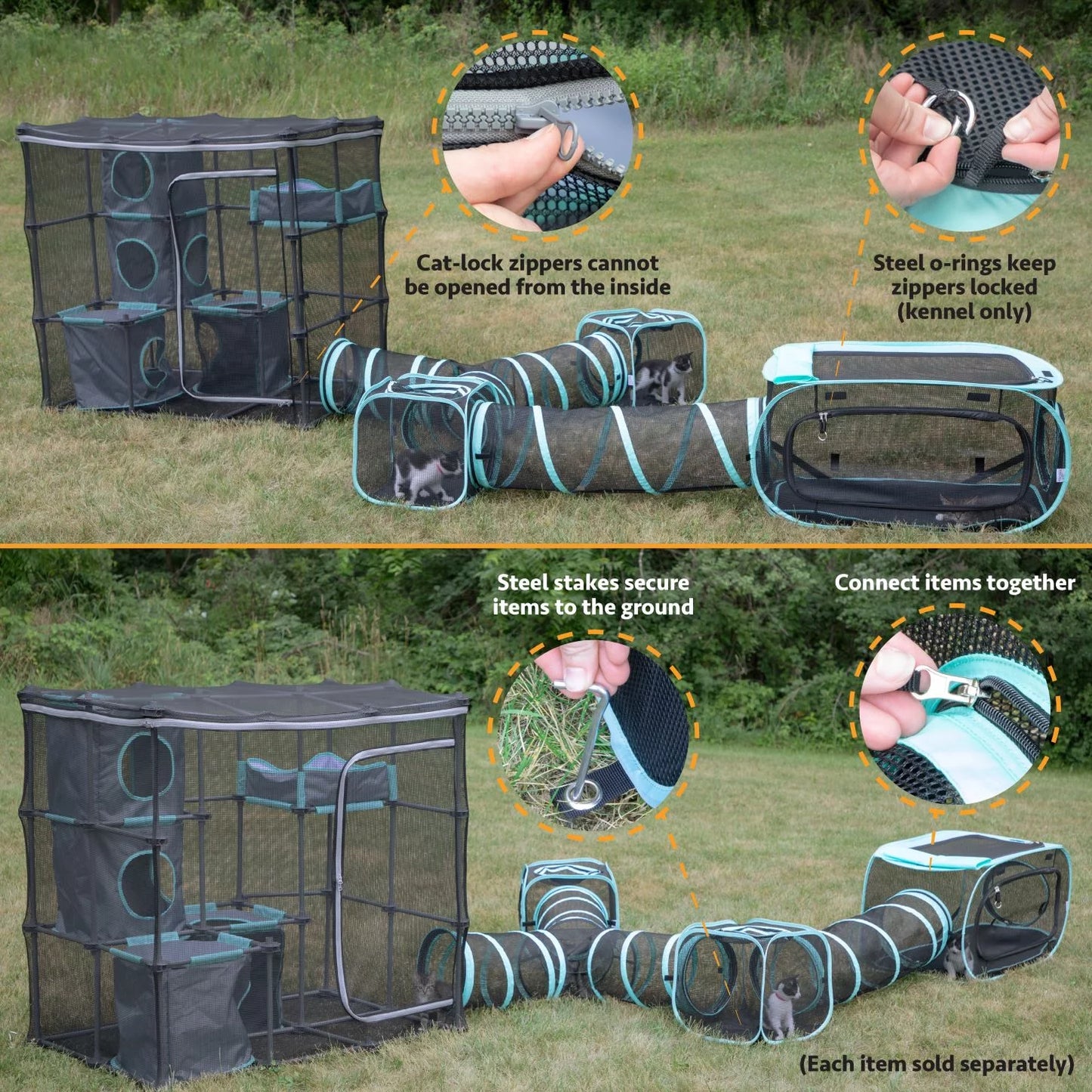 , Cat Toys, Outdoor Mega Kit Cat Furniture, Black, O/S